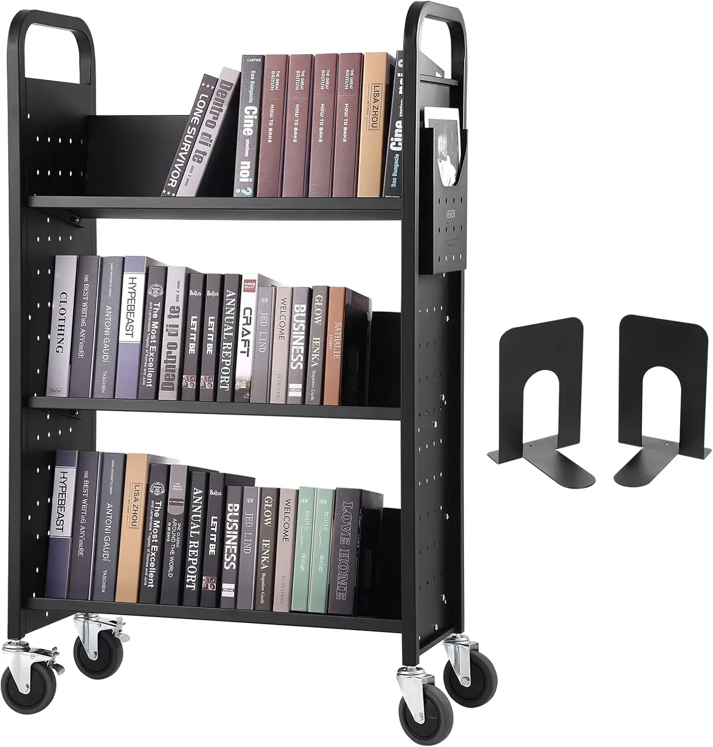 Book Cart, 330 lbs Library Cart, 31.1" x 15.2" x 49.2" Rolling Book Cart, Single Sided V-Shaped Sloped Shelve
Book Cart, 330 lbs Library Cart, 31.1" x 15.2" x 49.2" Rolling Book Cart, Single Sided V-Shaped Sloped Shelve