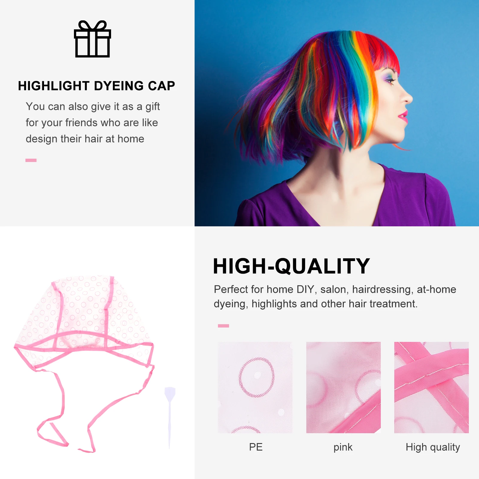 6 Pcs Challenge Hat Crochet Set Hair Color Kit Highlight Hooks Baking Oil Highlighting Dyeing Cap Pe DIY
6 Pcs Challenge Hat Crochet Set Hair Color Kit Highlight Hooks Baking Oil Highlighting Dyeing Cap Pe DIY