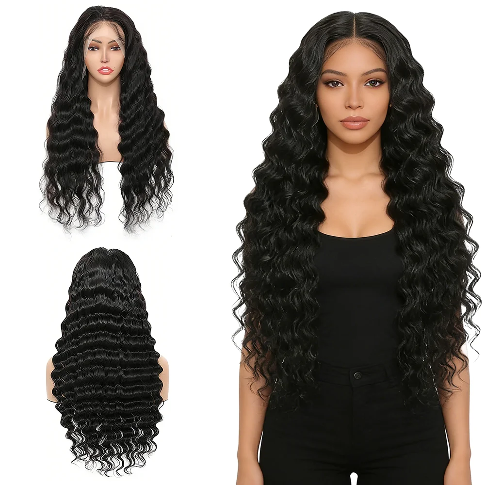 Glueless 13x4 Lace Front Wig Black Loose Deep Wave Long Heat Resistant Synthetic Wig For Women Daily Wear Party Cosplay Use
Glueless 13x4 Lace Front Wig Black Loose Deep Wave Long Heat Resistant Synthetic Wig For Women Daily Wear Party Cosplay Use