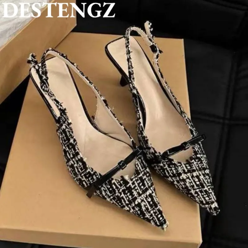Bow High Heeled Sandals Women Pointed Toe Shoes Slingback Summer 2025 Shallow Elegant Dress Pumps Designer Sandalias De Mujer
Bow High Heeled Sandals Women Pointed Toe Shoes Slingback Summer 2025 Shallow Elegant Dress Pumps Designer Sandalias De Mujer