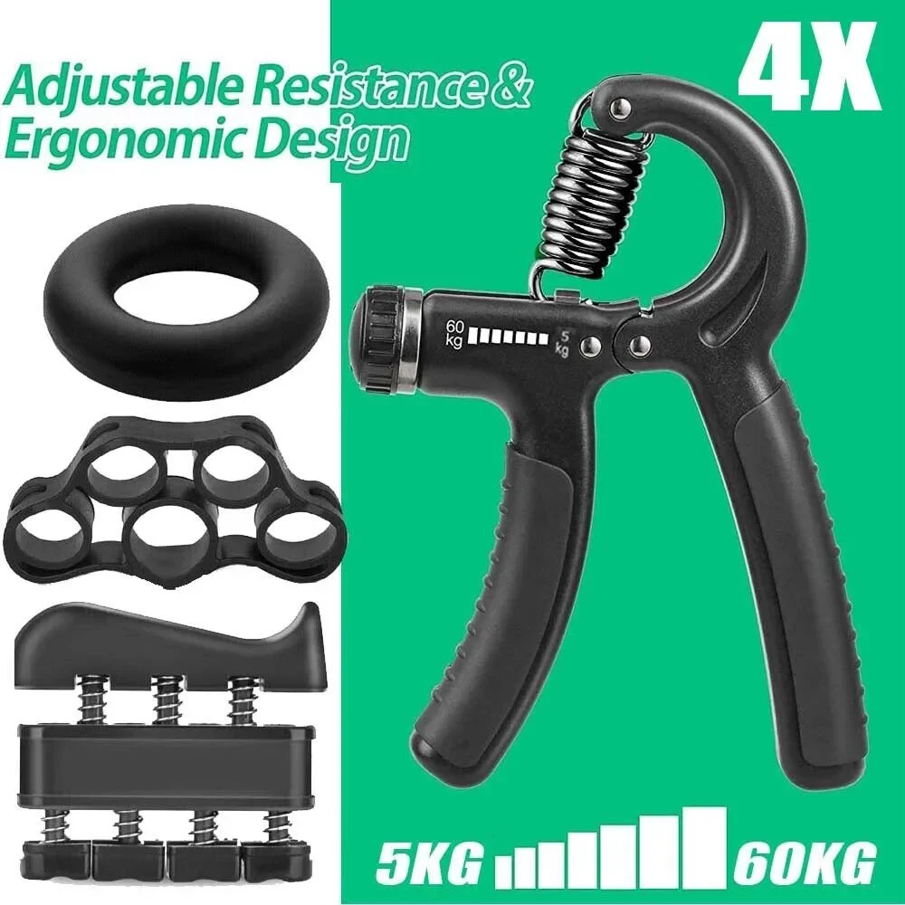 4Pack Finger Hand Grip Strength Set Trainer Gripper Ring Strengthener Adjustable Gym Therapy Forearm Trainer Exerciser Black Abs
4Pack Finger Hand Grip Strength Set Trainer Gripper Ring Strengthener Adjustable Gym Therapy Forearm Trainer Exerciser Black Abs