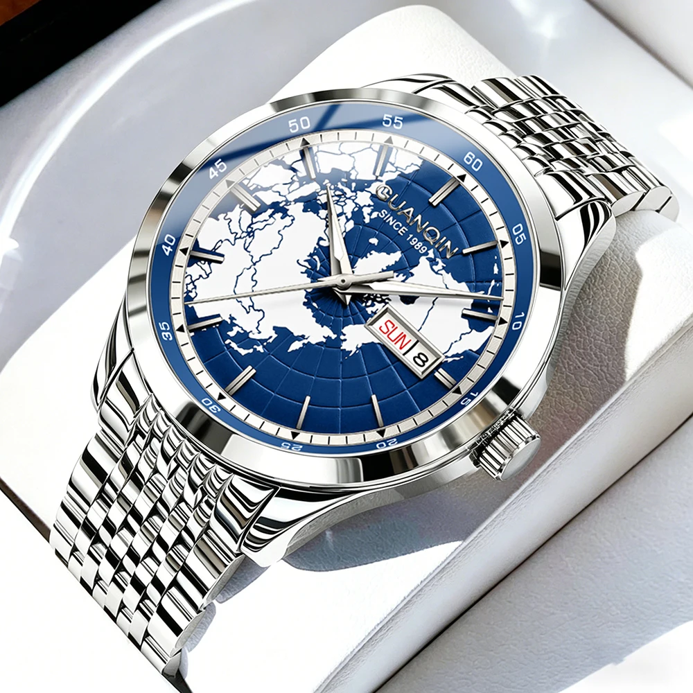 GUANQIN Men's Watches Fashion Dress Fine Steel Original Automatic Mechanical Wristwatch for Man Waterproof Luminous Map Dial New
GUANQIN Men's Watches Fashion Dress Fine Steel Original Automatic Mechanical Wristwatch for Man Waterproof Luminous Map Dial New