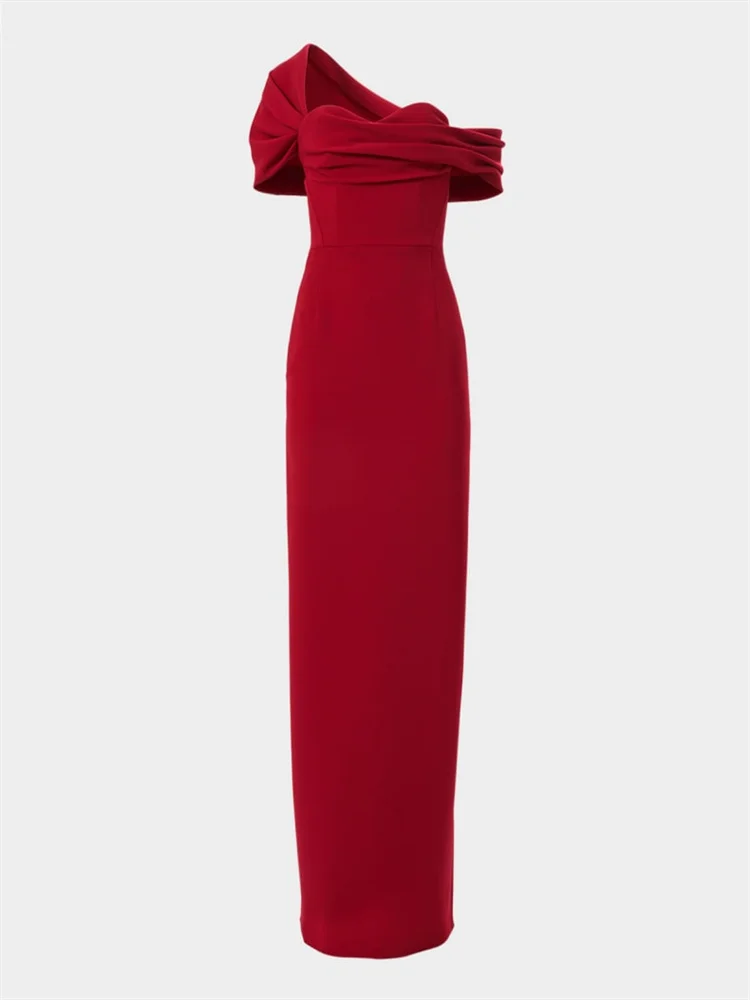 Hot Selling Off Shoulder Neckline Short Sleeves Column Satin Evening Dress Back Zipper Floor Length Rear Slit Gown For Women
Hot Selling Off Shoulder Neckline Short Sleeves Column Satin Evening Dress Back Zipper Floor Length Rear Slit Gown For Women