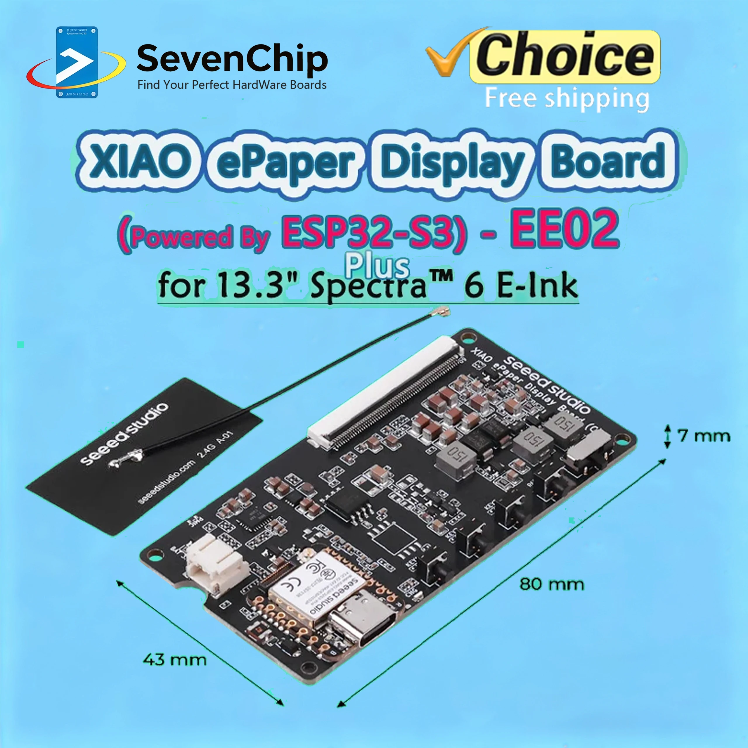 Seeed XIAO ePaper Display Board EE02 Powered by XIAO ESP32-S3 Plus,for 13.3" Spectra 6 E-Ink,SenseCraft HMI Firmware Pre-Flashed
Seeed XIAO ePaper Display Board EE02 Powered by XIAO ESP32-S3 Plus,for 13.3" Spectra 6 E-Ink,SenseCraft HMI Firmware Pre-Flashed