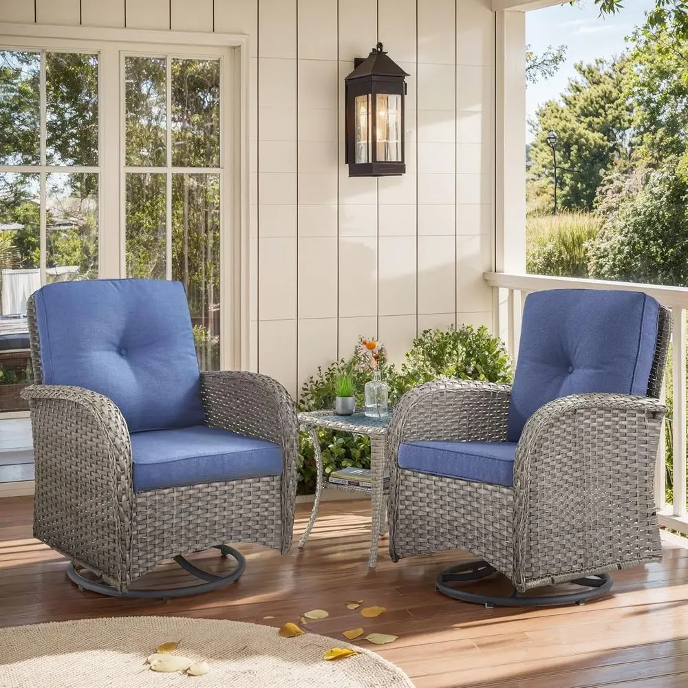 Outdoor Swivel Glider Rocker Chairs - 3 Piece Wicker Patio urniture Set, All Weather Patio Bistro Sets with Glass Side Table or
Outdoor Swivel Glider Rocker Chairs - 3 Piece Wicker Patio urniture Set, All Weather Patio Bistro Sets with Glass Side Table or
