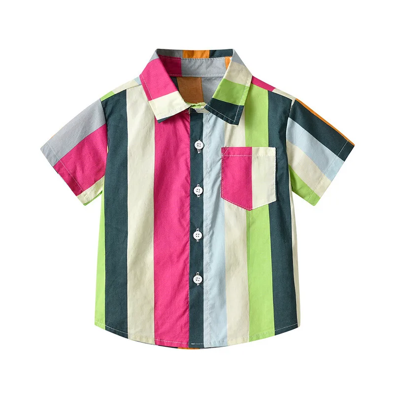 Children's rainbow striped short-sleeved shirt 2024 New children's cotton lapel fashion cardigan coat baby0-10 years old
Children's rainbow striped short-sleeved shirt 2024 New children's cotton lapel fashion cardigan coat baby0-10 years old
