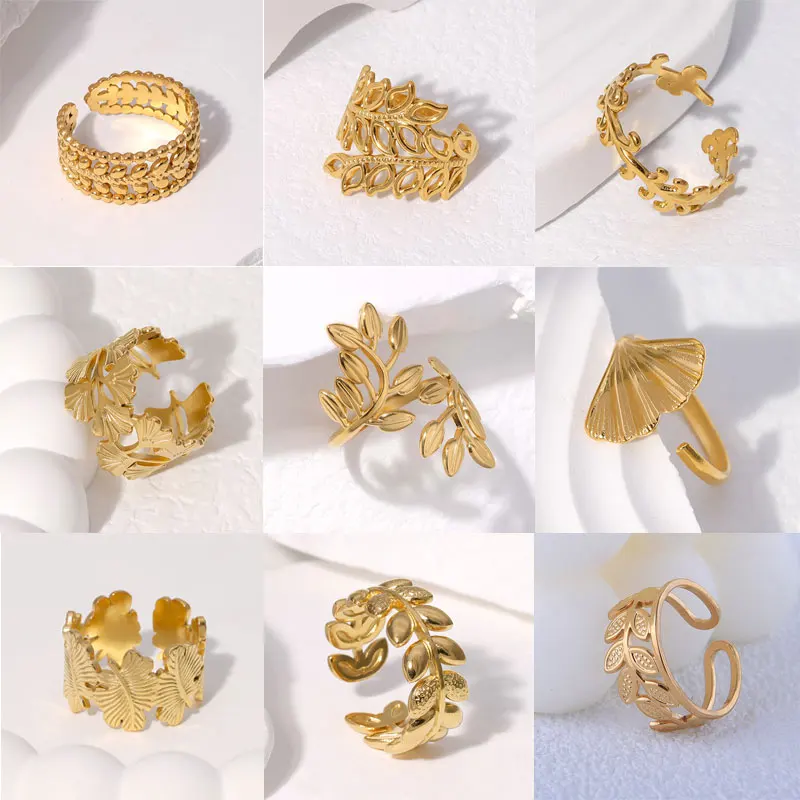 Stainless Steel Leaf Rings for Women Men Gold Color Open Adjustable Ring Vintage Gothic Aesthetic Jewelry Gifts Anillos Mujer
Stainless Steel Leaf Rings for Women Men Gold Color Open Adjustable Ring Vintage Gothic Aesthetic Jewelry Gifts Anillos Mujer