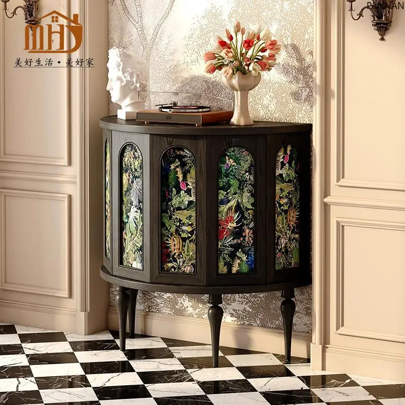 French entrance cabinet, antique side cabinet, American semicircular cabinet, retro foyer cabinet, solid wood decorative cabinet
French entrance cabinet, antique side cabinet, American semicircular cabinet, retro foyer cabinet, solid wood decorative cabinet