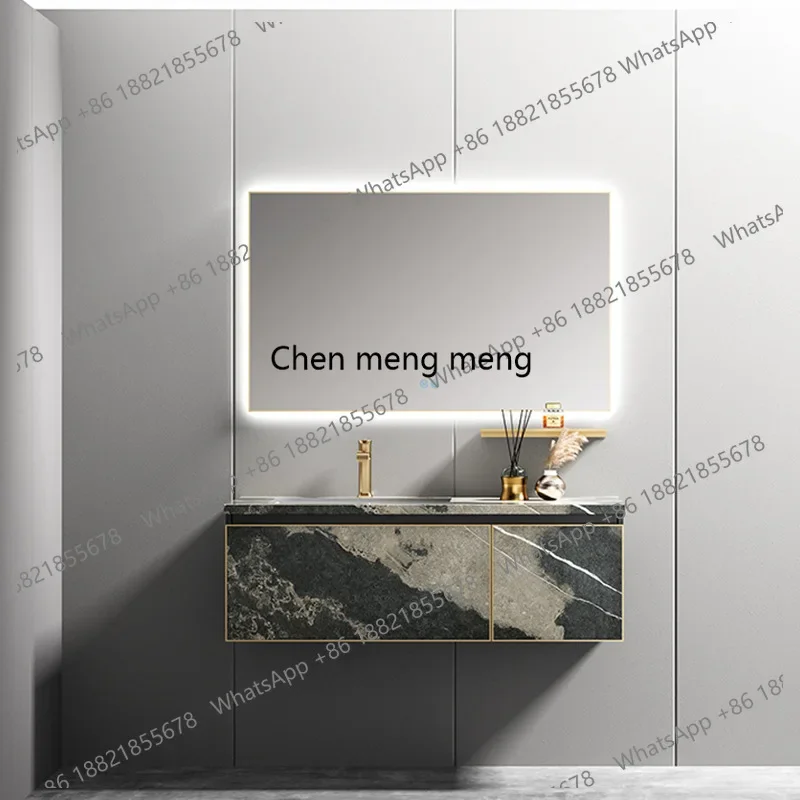 F150 Foshan light luxury rock slab integrated basin countertop bathroom cabinet intelligent LED mirror bathroom face wash table
F150 Foshan light luxury rock slab integrated basin countertop bathroom cabinet intelligent LED mirror bathroom face wash table