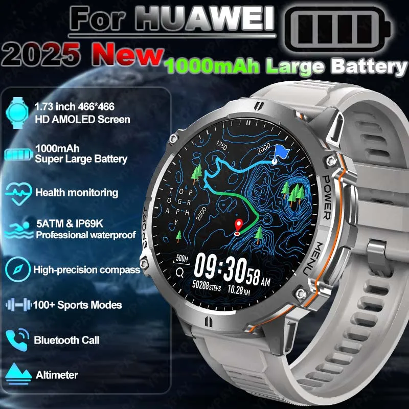 Новинка 2023 года для мужчин HUAWEI, уличные военные умные часы, 1000 мАч, большая батарея, 1,73 дюйма, AMOLED, IP69K, 5ATM, часы с компасом и высотомером
Новинка 2023 года для мужчин HUAWEI, уличные военные умные часы, 1000 мАч, большая батарея, 1,73 дюйма, AMOLED, IP69K, 5ATM, часы с компасом и высотомером