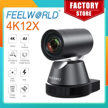 FEELWORLD 4K12X 12X Optical Zoom AI 4K PTZ Camera Tracking HDMI USB IP Remote Control