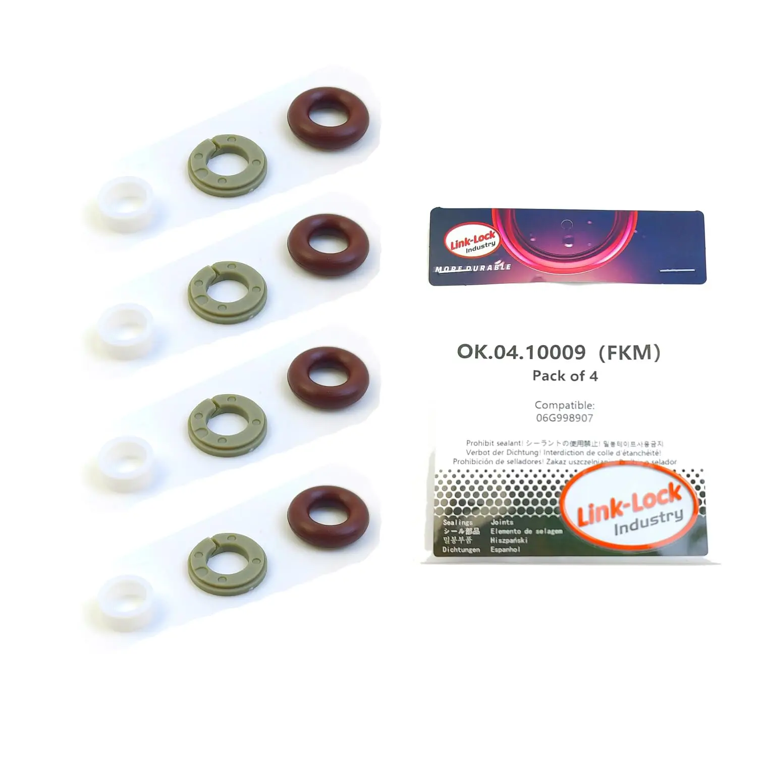 LINK-LOCK 4Set OK.04.10009 fuel injector repair kit 06G998907 with FKM Viton O-RING For VW For AUDI 280T 2.0T 40T CZDA CHJA
LINK-LOCK 4Set OK.04.10009 fuel injector repair kit 06G998907 with FKM Viton O-RING For VW For AUDI 280T 2.0T 40T CZDA CHJA