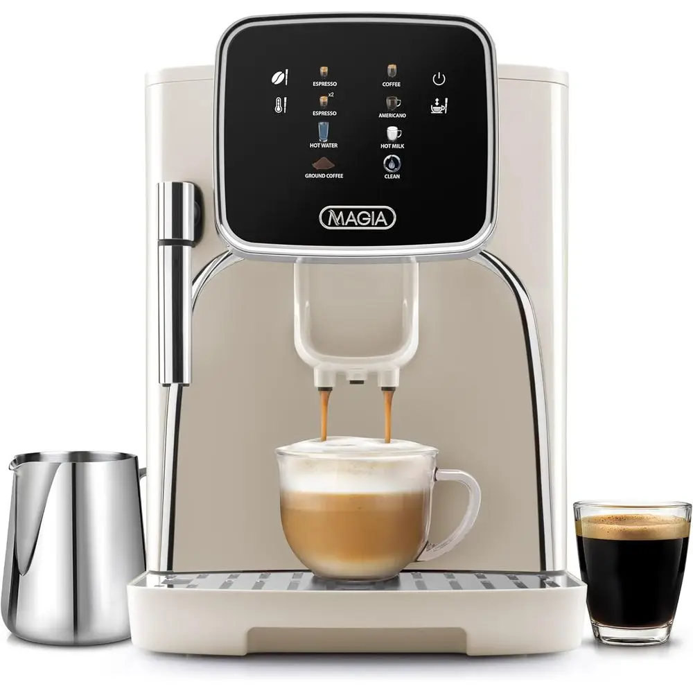 Magia Clasica Automatic hine with Built-In Grinder, Touch Panel Coee Maker, Steam Wand Milk rother, Adjustable Strength, Sel-Cle
Magia Clasica Automatic hine with Built-In Grinder, Touch Panel Coee Maker, Steam Wand Milk rother, Adjustable Strength, Sel-Cle
