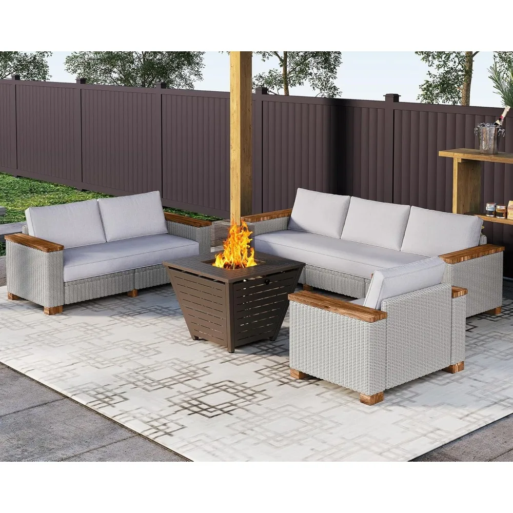 Patio Furniture Sets, (4/5/6/7)-Piece Wicker Sofa Set, with Outdoor Patio Cushions & 5.9" Wider Wood Armrest
Patio Furniture Sets, (4/5/6/7)-Piece Wicker Sofa Set, with Outdoor Patio Cushions & 5.9" Wider Wood Armrest