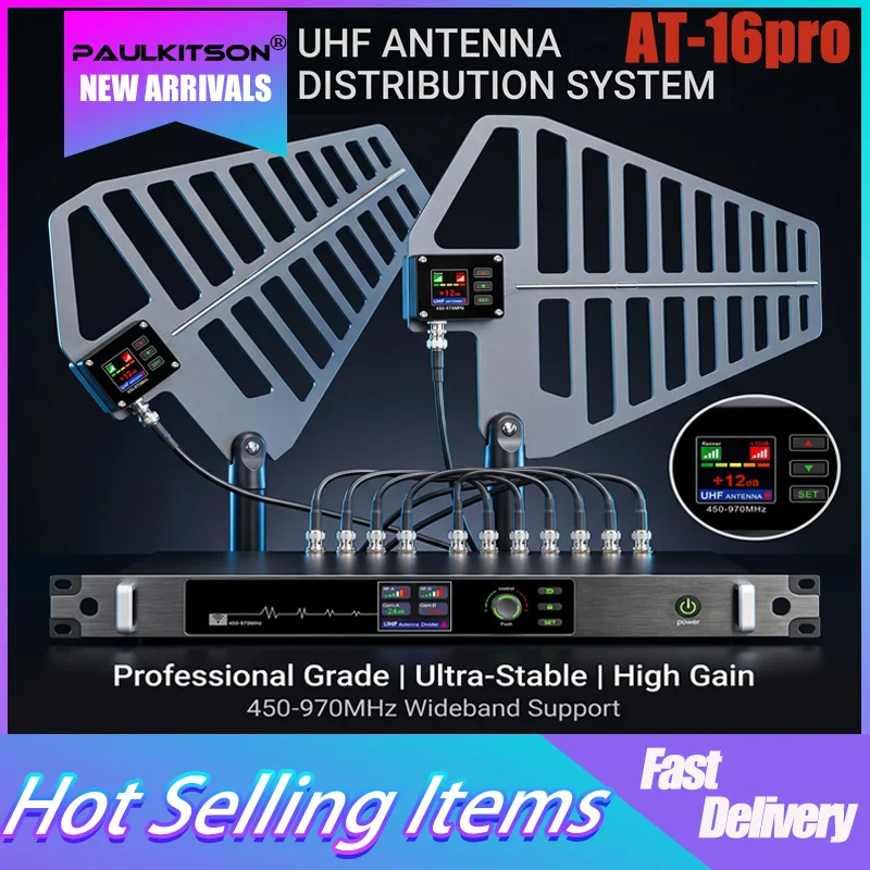 Paulkitson AT-16pro UHF Antenna Distribution System 450-970MHz Wireless Microphone Antenna Amplifier Splitter For Stage Live
Paulkitson AT-16pro UHF Antenna Distribution System 450-970MHz Wireless Microphone Antenna Amplifier Splitter For Stage Live