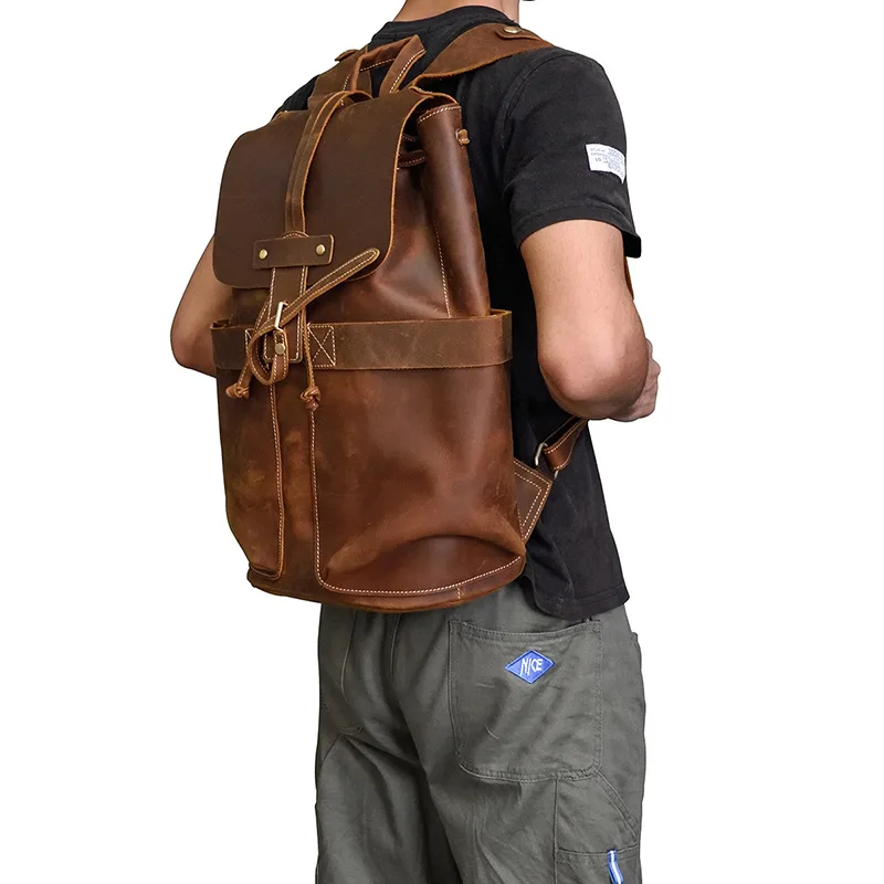 Retro Genuine Leather Men's Backpack Travel Bag Top Layer Cowhide Large Capacity College Style Bookbag Dual Shoulder Straps
Retro Genuine Leather Men's Backpack Travel Bag Top Layer Cowhide Large Capacity College Style Bookbag Dual Shoulder Straps