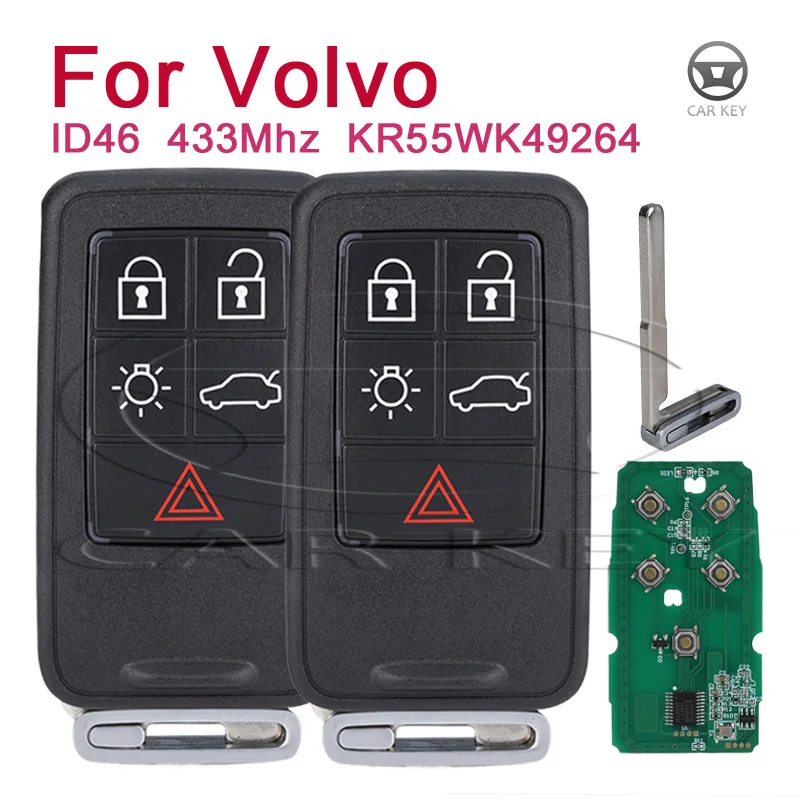 Smart Remote Key For Volvo XC60 S60 S60L V40 V60 S80 XC70 FSK ID46chip 5 Buttons FCCID KR55WK49264 Control Car Key Shell 433Mh
Smart Remote Key For Volvo XC60 S60 S60L V40 V60 S80 XC70 FSK ID46chip 5 Buttons FCCID KR55WK49264 Control Car Key Shell 433Mh