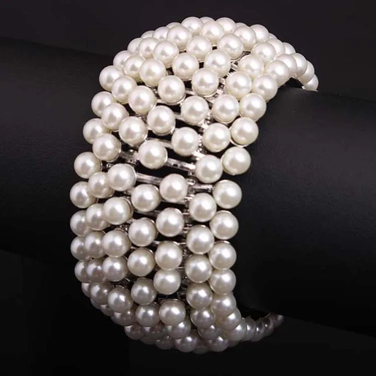 DIY accessories Cross-border European and American exaggerated pearl metal elastic wide bracelet bracelet female big-name fashio
DIY accessories Cross-border European and American exaggerated pearl metal elastic wide bracelet bracelet female big-name fashio