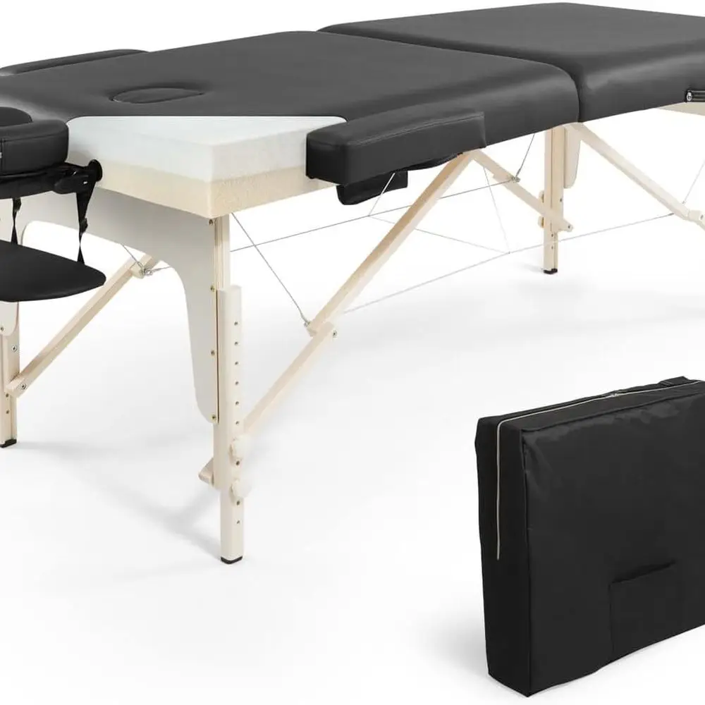 Складной портативный массажный стол 84, регулировкой высоты, подставкой для лица, деревянными ножками и футляром для переноски, шириной 32, черный
Складной портативный массажный стол 84, регулировкой высоты, подставкой для лица, деревянными ножками и футляром для переноски, шириной 32, черный