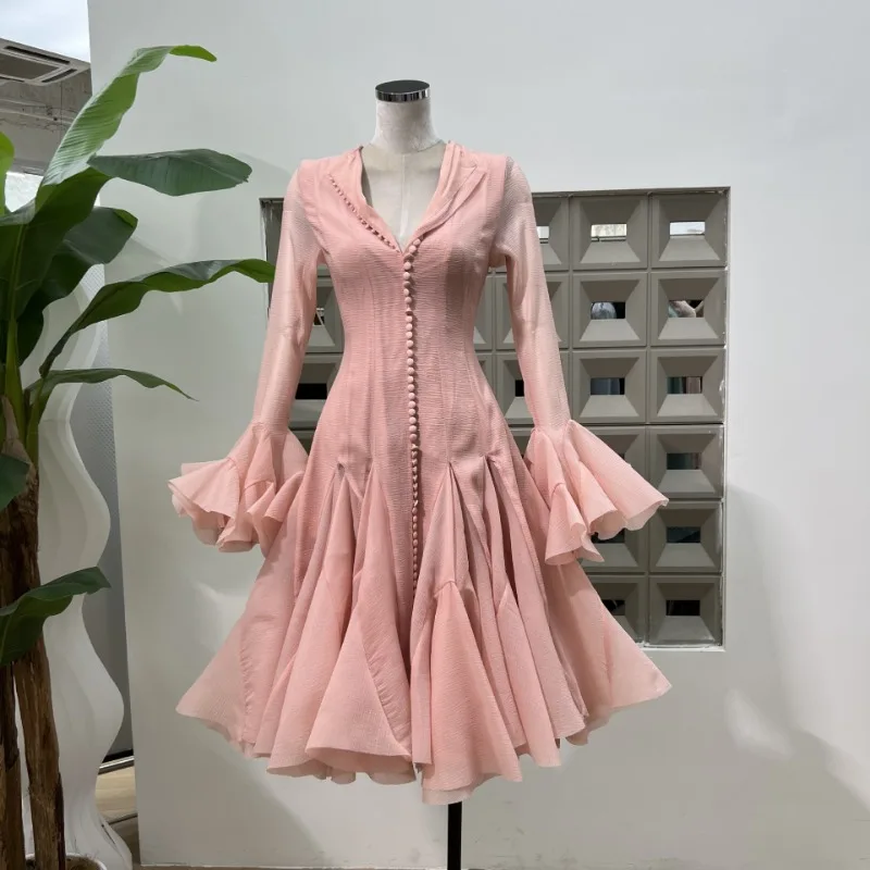 Elegant Slim Fit Single Breasted Dresses Summer High Waist Ruched Dress for Women 2025 New Long Sleeve Vestido Feminino
Elegant Slim Fit Single Breasted Dresses Summer High Waist Ruched Dress for Women 2025 New Long Sleeve Vestido Feminino