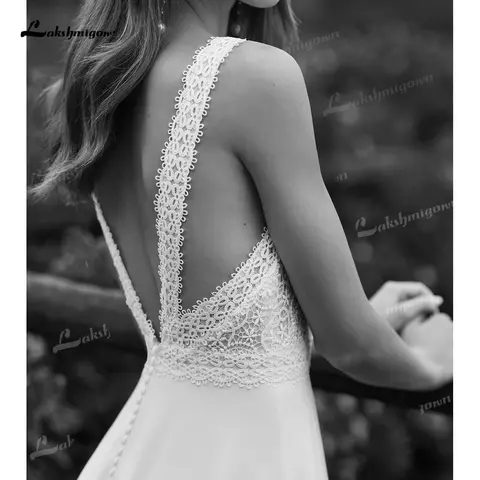Elegant A-Line Lace Boho Wedding Dress Sleeveless Backless Bridal Gown Satin Simple Wedding Gown Vestidos De Novia Customized