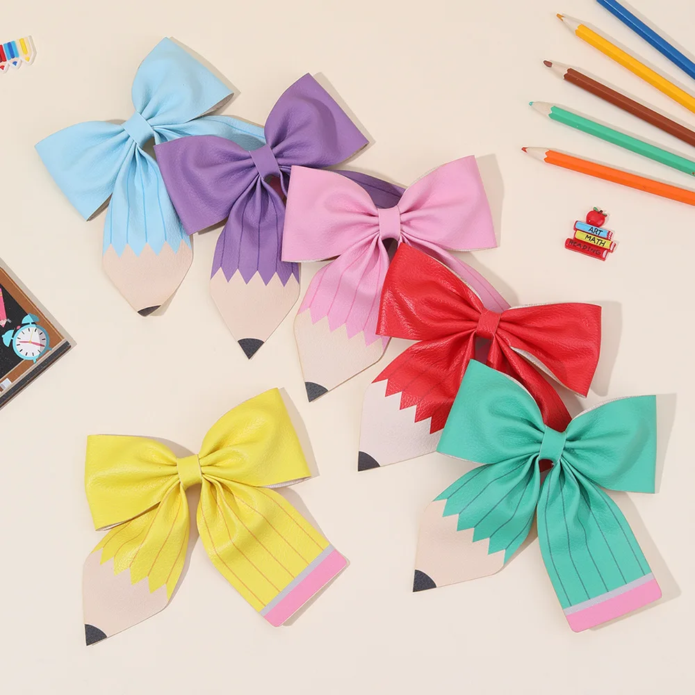 10pcs School Reopening Season Children's Hair Clips - Creative Striped Pencil-style Bow Leather Hair Clips for Girls Side Buns
10pcs School Reopening Season Children's Hair Clips - Creative Striped Pencil-style Bow Leather Hair Clips for Girls Side Buns