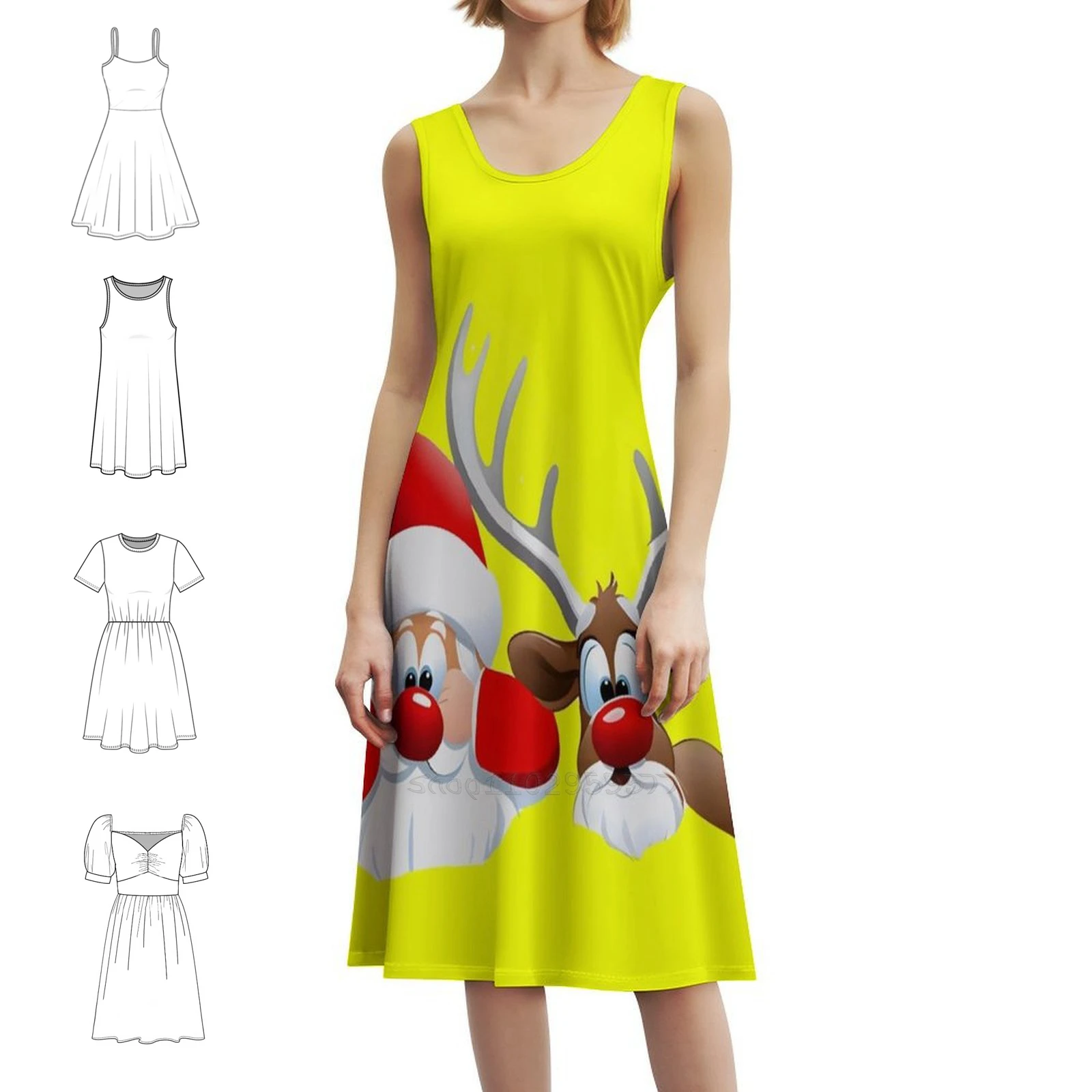 Санта-Клаус и олень – это ожидает на Рождество, богемное платье без рукавов, пляжное праздничное платье с несколькими принтами
Санта-Клаус и олень – это ожидает на Рождество, богемное платье без рукавов, пляжное праздничное платье с несколькими принтами