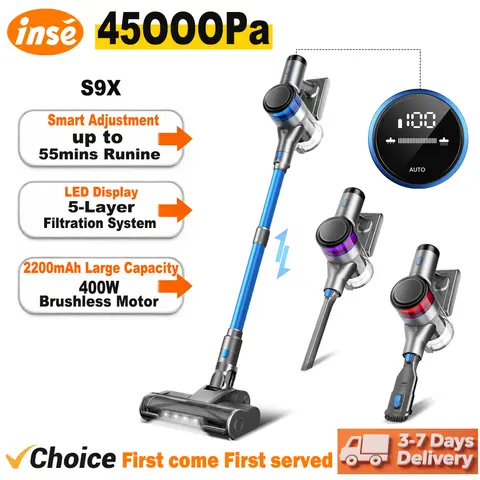INSE S9X aspirateur sans fil 45Kpa aspirateur bâton puissant avec affichage LED autonomie de 55 minutes 4 Modes d'aspiration pour tapis de lit de maison