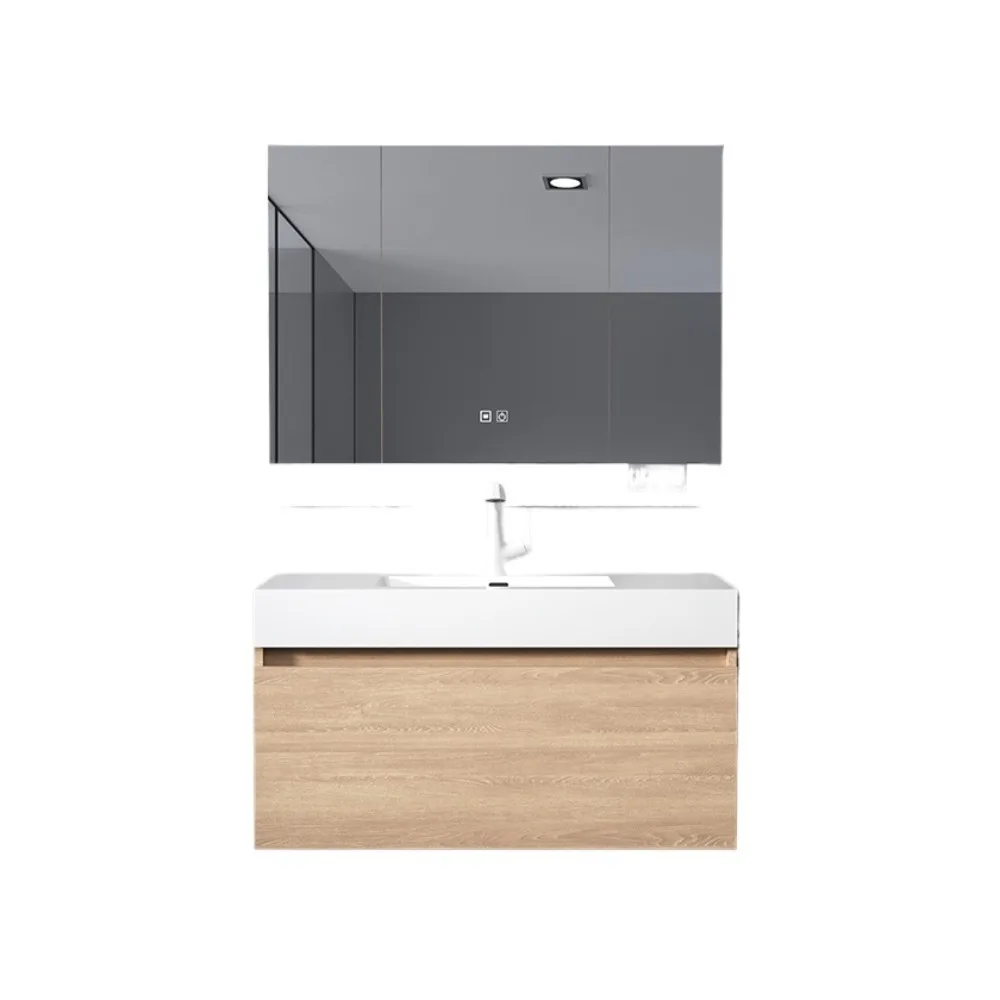 The new Nordic solid wood bathroom cabinet combination set, the log rock slab ceramic wash basin with mirror cabinet is simple
The new Nordic solid wood bathroom cabinet combination set, the log rock slab ceramic wash basin with mirror cabinet is simple