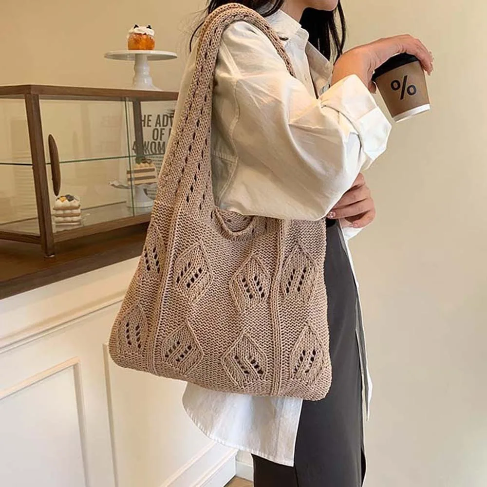 Sweet Hollow Knitted Tote Bag Large Capacity Breathable Straw Shopping Bag Lightweight Solid Color Summer Beach Handbag Female
Sweet Hollow Knitted Tote Bag Large Capacity Breathable Straw Shopping Bag Lightweight Solid Color Summer Beach Handbag Female