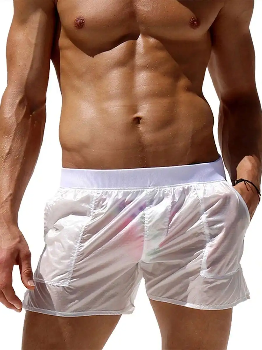 Men Elastic Waist See-Through Beach Swim Trunks With Pockets
Men Elastic Waist See-Through Beach Swim Trunks With Pockets