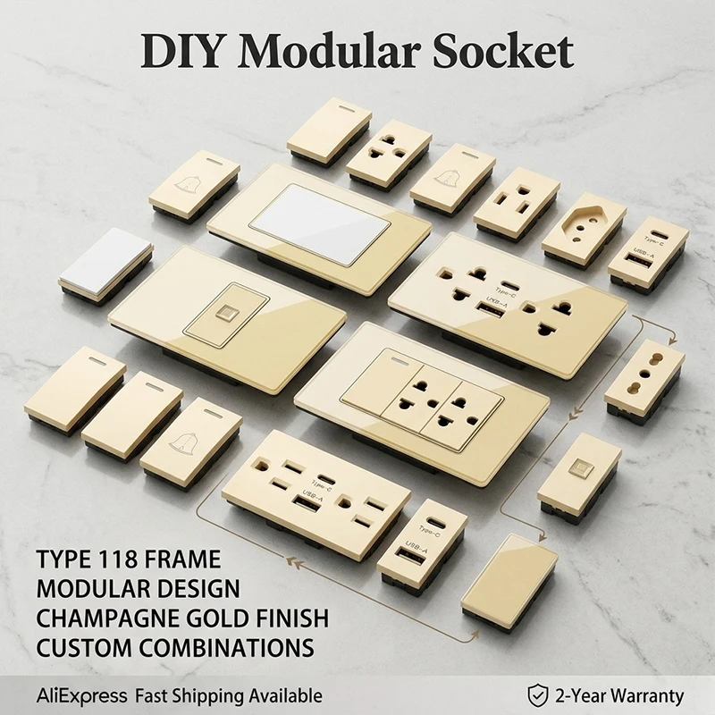Tempered Glass Modular Wall Plate2x4inch DIY Style NEMA 5-15R Duplex Outlet Combination US EU Italy Chile Standard Socket Module
Tempered Glass Modular Wall Plate2x4inch DIY Style NEMA 5-15R Duplex Outlet Combination US EU Italy Chile Standard Socket Module
