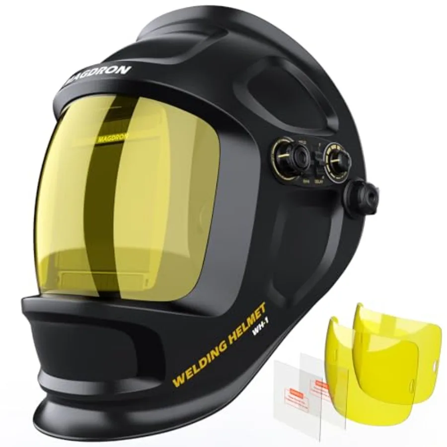 Auto Darkening Welding Helmet Large View 3.94" x 3.66", True Color Welding Hood Optical Clarity, 4 Arc Sensor Solar/Battery Pow
Auto Darkening Welding Helmet Large View 3.94" x 3.66", True Color Welding Hood Optical Clarity, 4 Arc Sensor Solar/Battery Pow