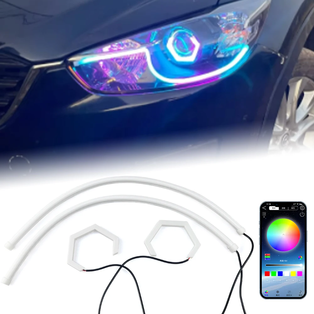 RGB Color-Chasing Revolving Dynamic Angel Eyes Turn Signals Light Bluetooth Wireless Control LED Sequential Flowing Strip Light
RGB Color-Chasing Revolving Dynamic Angel Eyes Turn Signals Light Bluetooth Wireless Control LED Sequential Flowing Strip Light
