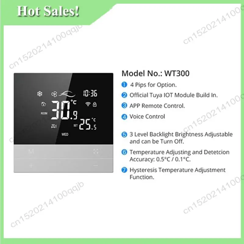 -FDDT 3 Speed Fan Coil Unit Tuya Wifi Smart Thermostat Heating Cool 4P Switch Voice Temperature Controller
-FDDT 3 Speed Fan Coil Unit Tuya Wifi Smart Thermostat Heating Cool 4P Switch Voice Temperature Controller