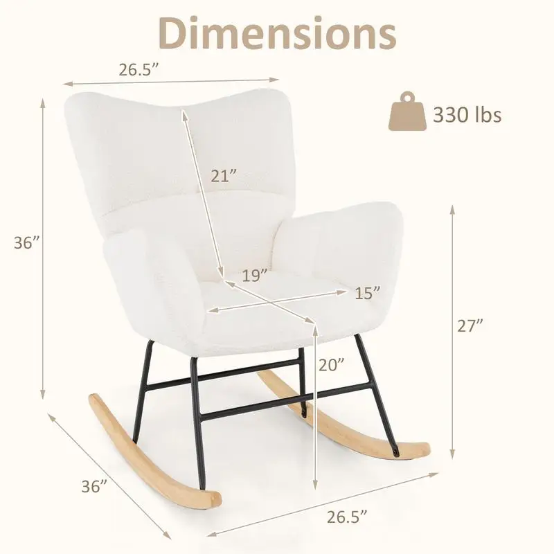 Nursery Rocking Chair with Comfy Backrest and Armrest-Beige
Nursery Rocking Chair with Comfy Backrest and Armrest-Beige
