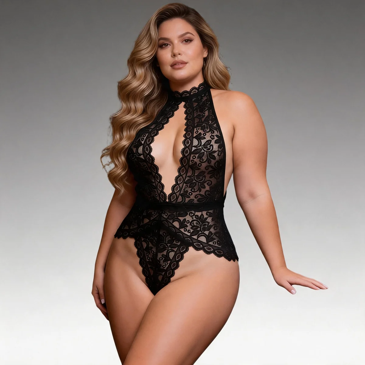 Black Mesh Lace Long Split Nightgown for Women Wild See Through Deep V Open Back Sleepwear Dress with Thong
Black Mesh Lace Long Split Nightgown for Women Wild See Through Deep V Open Back Sleepwear Dress with Thong