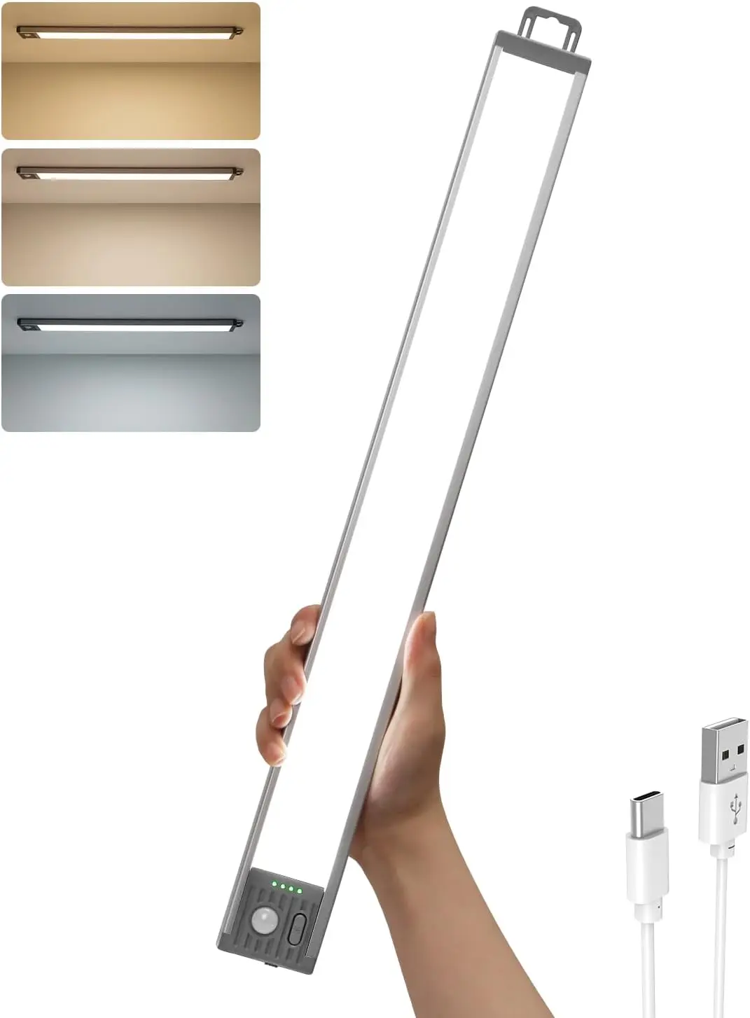 17.5in Rechargeable Motion Sensor Under Cabinet Light, 4500mAh Battery, 3 Color Temperatures, Dimmable, Wireless for Kitchen Closet (1 Pack)
17.5in Rechargeable Motion Sensor Under Cabinet Light, 4500mAh Battery, 3 Color Temperatures, Dimmable, Wireless for Kitchen Closet (1 Pack)