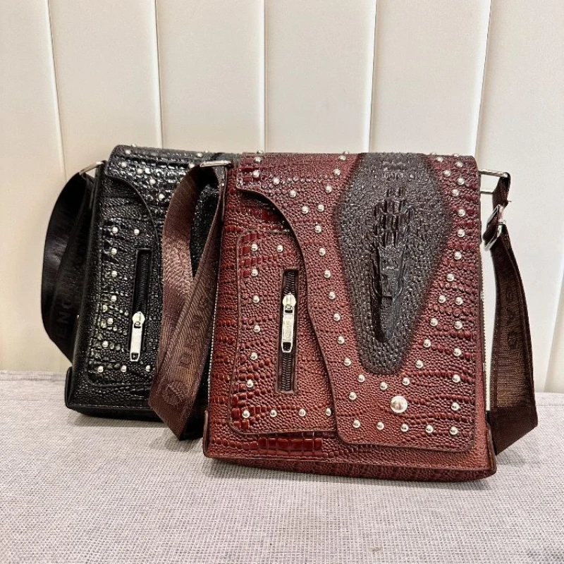 Rivet Crocodile Pattern Men's Bag Small New Hard Shape Bag Temperament Messenger Bag Vertical Travel Shoulder 2026 Men's Handbag
Rivet Crocodile Pattern Men's Bag Small New Hard Shape Bag Temperament Messenger Bag Vertical Travel Shoulder 2026 Men's Handbag