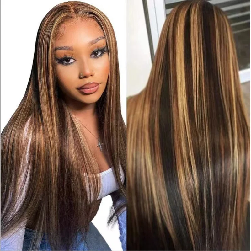 New for women, brown gradient highlights, long straight hair, high-temperature synthetic fiber wig
New for women, brown gradient highlights, long straight hair, high-temperature synthetic fiber wig