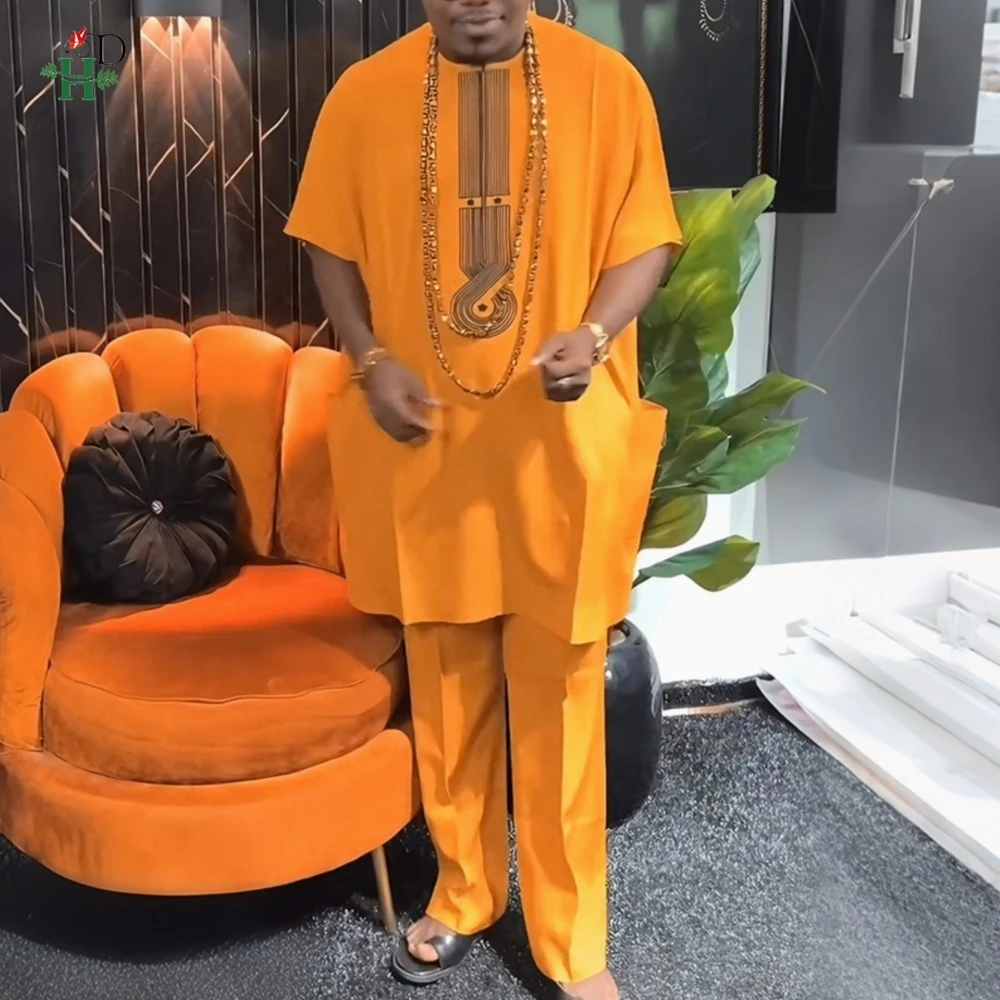 H&D African Clothing Traditional For Men Embroidered 2Pcs Shirt Set Kaftan Thobe Shirt Pants Suit Wedding Party Musilm Ramadan
H&D African Clothing Traditional For Men Embroidered 2Pcs Shirt Set Kaftan Thobe Shirt Pants Suit Wedding Party Musilm Ramadan