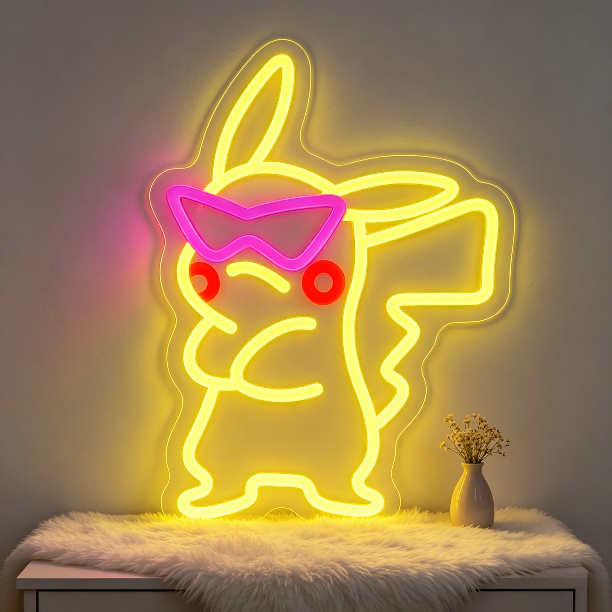 Anime Pink Sunglasses Pikachu LED Neon Sign Light USB Gaming Room Decor for Boys Teen Cool Bedroom Wall Art Birthday Gift Idea
Anime Pink Sunglasses Pikachu LED Neon Sign Light USB Gaming Room Decor for Boys Teen Cool Bedroom Wall Art Birthday Gift Idea