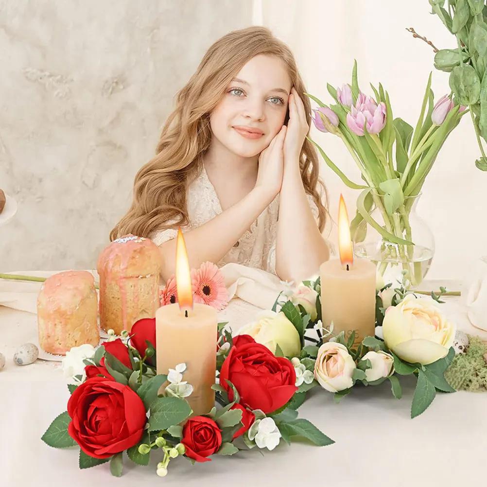 Simulated Rose Candlestick Wreath White Color European Style Decorations Romantic Valentine Party Table Floral Ring
Simulated Rose Candlestick Wreath White Color European Style Decorations Romantic Valentine Party Table Floral Ring