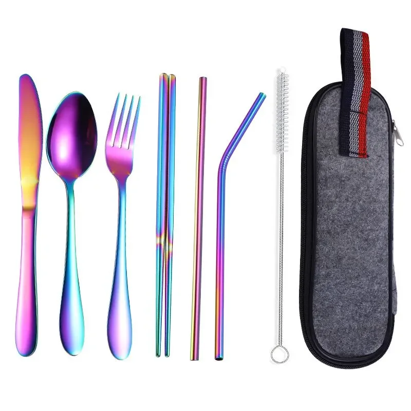 8-piece Stainless Steel Straw Set with Fork, Spoon, Chopsticks, Dinner , Cutlery , Straw Brush, Dining Bag, Outdoor
8-piece Stainless Steel Straw Set with Fork, Spoon, Chopsticks, Dinner , Cutlery , Straw Brush, Dining Bag, Outdoor