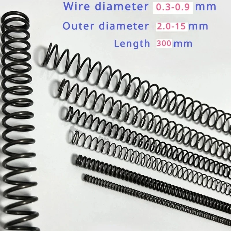 2Pcs Spring Steel Compression Spring Wire Diameter 0.3-0.9mm, Outer Diameter 2.0-15mm, Length 300mm 
2Pcs Spring Steel Compression Spring Wire Diameter 0.3-0.9mm, Outer Diameter 2.0-15mm, Length 300mm