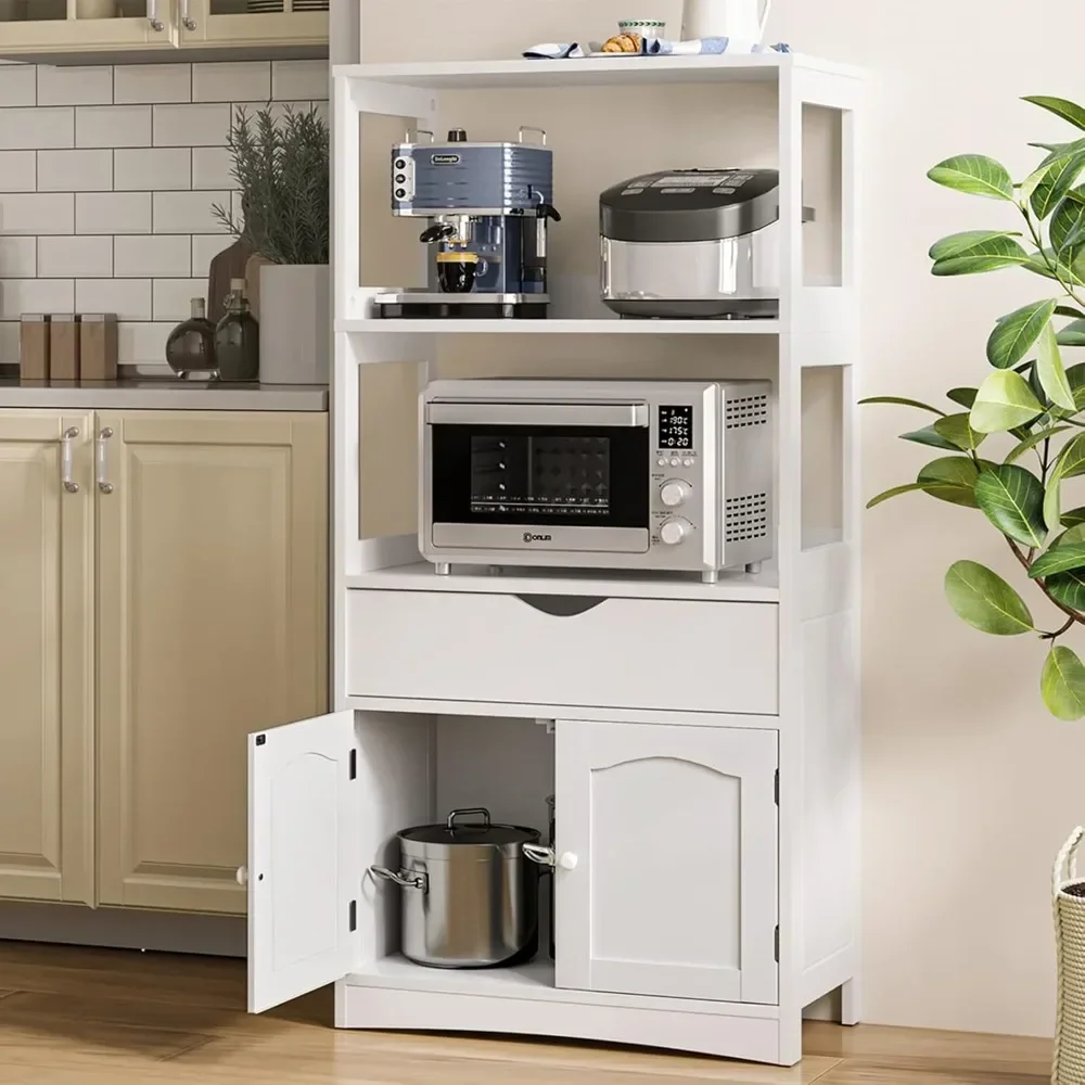 Sideboard Storage Cabinet with 2 Open Shelves, 1 Drawer and 1 Cupboard Kitchen Pantry Storage Cabinet with Microwave Space Frees
Sideboard Storage Cabinet with 2 Open Shelves, 1 Drawer and 1 Cupboard Kitchen Pantry Storage Cabinet with Microwave Space Frees