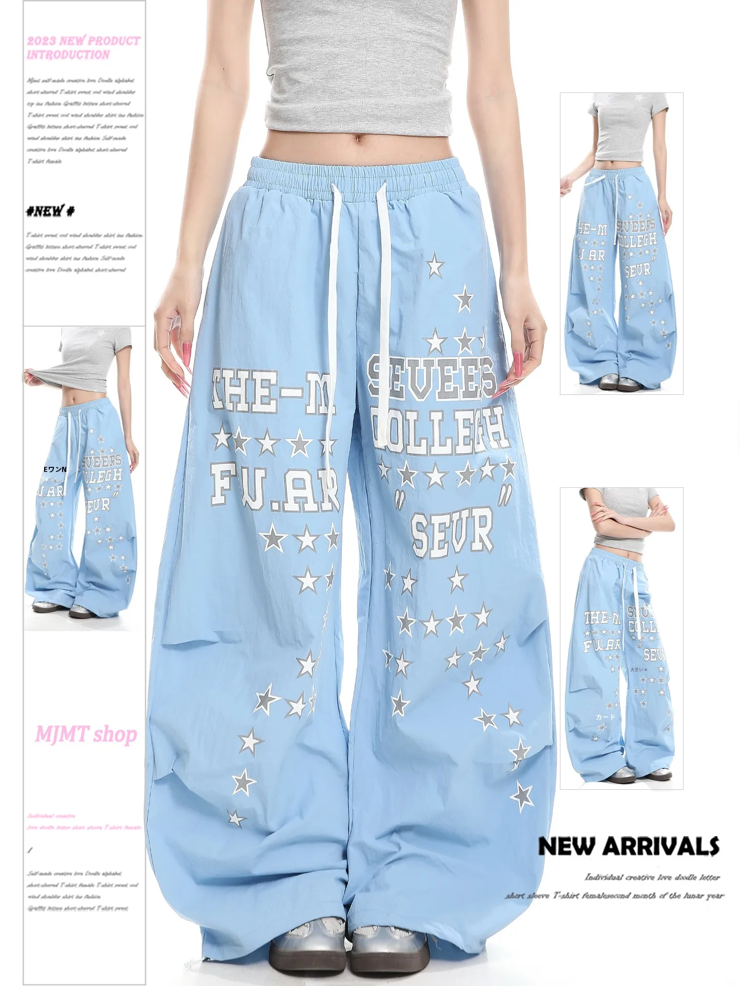 Retro American Street Style Star Print Wide Leg Pants Women's Loose Belted Design Spring Season Casual Trousers
Retro American Street Style Star Print Wide Leg Pants Women's Loose Belted Design Spring Season Casual Trousers