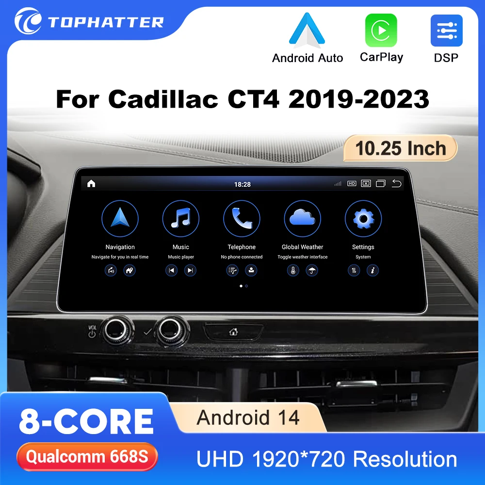 10.25" Qualcomm Carplay Android For Cadillac CT4 Cue3.5 Car GPS Navigation Auto Head unit Multimedia Player DSP Car Accessories
10.25" Qualcomm Carplay Android For Cadillac CT4 Cue3.5 Car GPS Navigation Auto Head unit Multimedia Player DSP Car Accessories