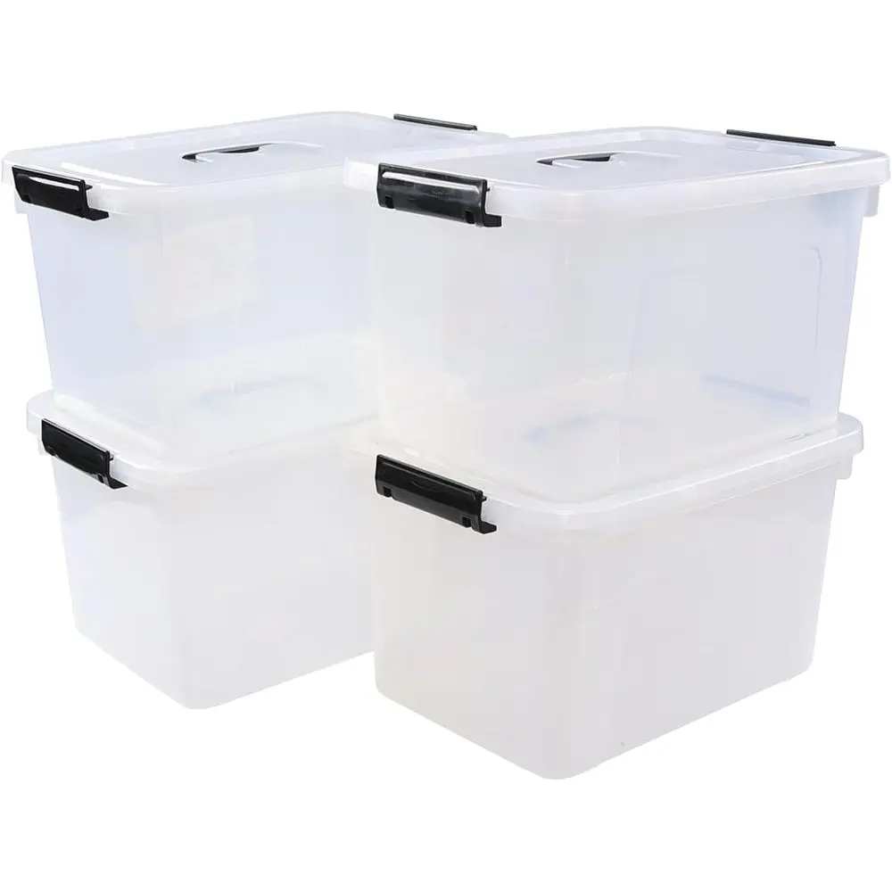 4-Pack Clear Plastic Storage Boxes with Lids and Handles
4-Pack Clear Plastic Storage Boxes with Lids and Handles