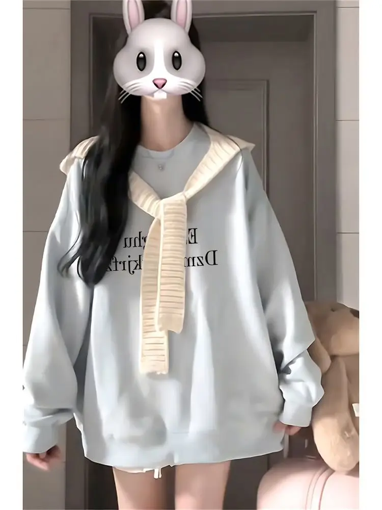 Комплект худи большого размера 300 Pou Fre Sle Age-Defng для женщин: весенне-осенний свободный топ с круглым вырезом и шарфом
Комплект худи большого размера 300 Pou Fre Sle Age-Defng для женщин: весенне-осенний свободный топ с круглым вырезом и шарфом